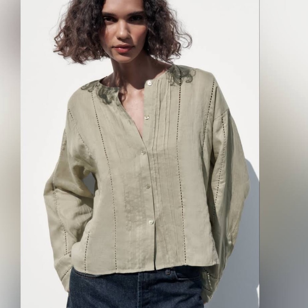 Green Linen Zara Top